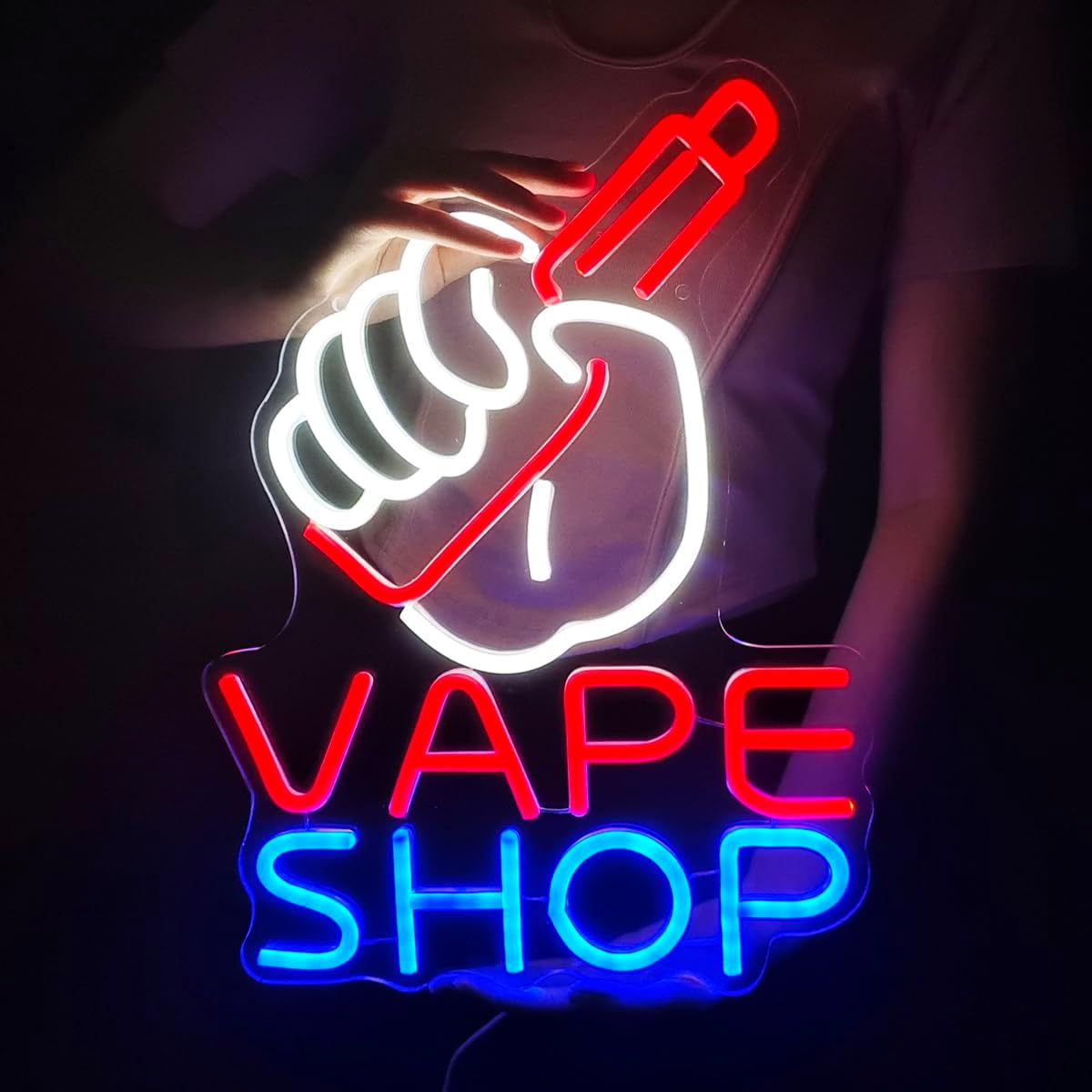 Vaping Shop - لافتة نيون لمتاجر السجائر الإلكترونية ،
