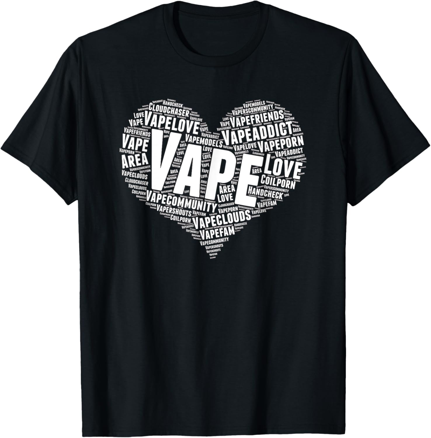 Vaping Shop - تي شيرت Vape Heart Word Cloud